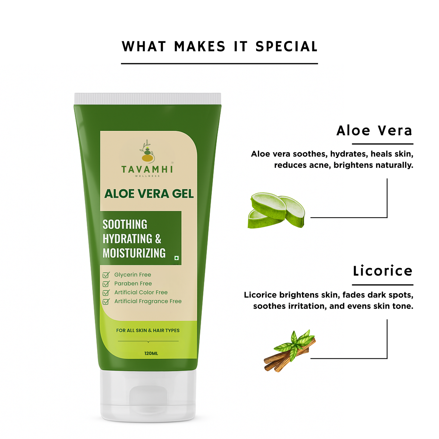 Aloe Vera Gel 120ml -Soothing & Hydrating Gel for All Skin & Hair types