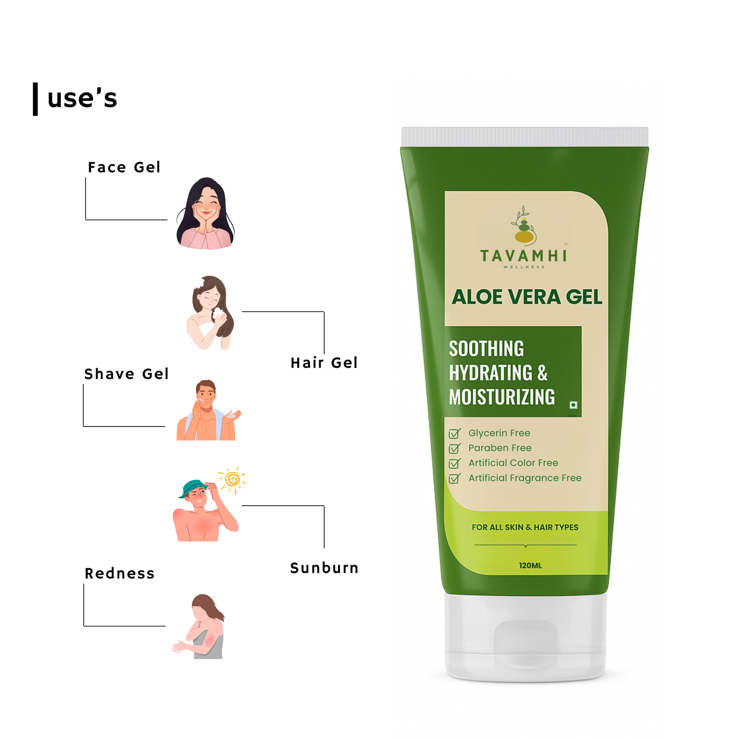 Aloe Vera Gel 120ml -Soothing & Hydrating Gel for All Skin & Hair types