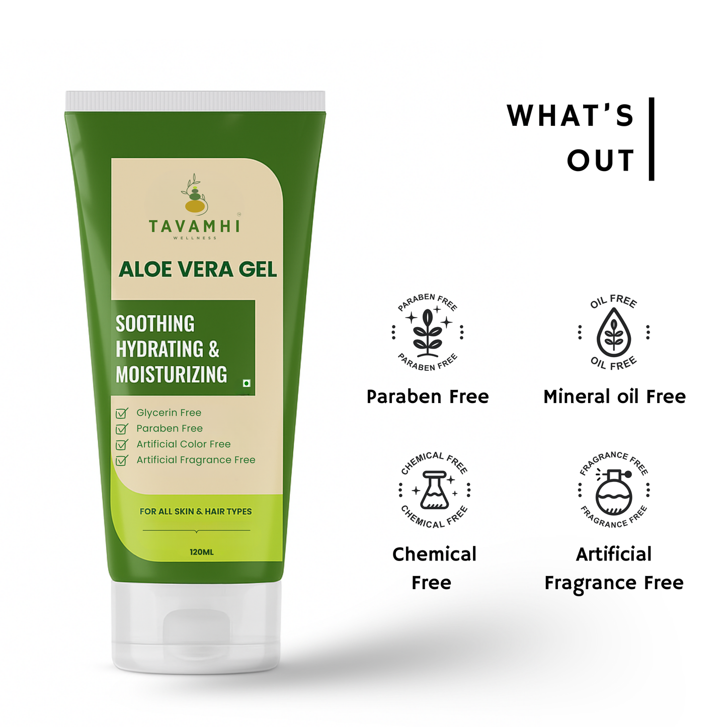 Aloe Vera Gel 120ml -Soothing & Hydrating Gel for All Skin & Hair types