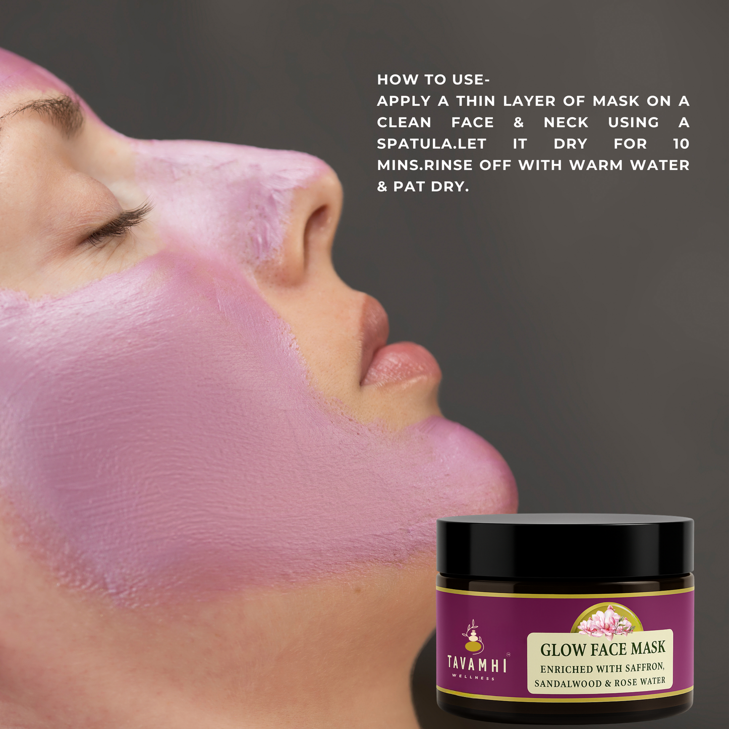 Glow Face Mask, Enriched with Saffron , Sandalwood & Rose water, 50g