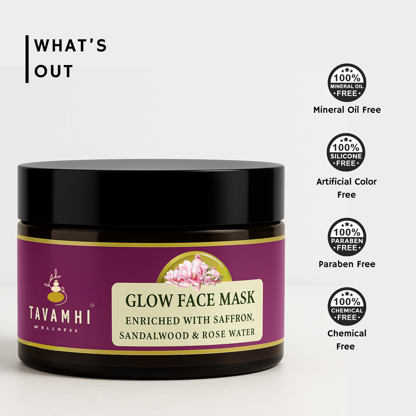 Glow Face Mask, Enriched with Saffron , Sandalwood & Rose water, 50g