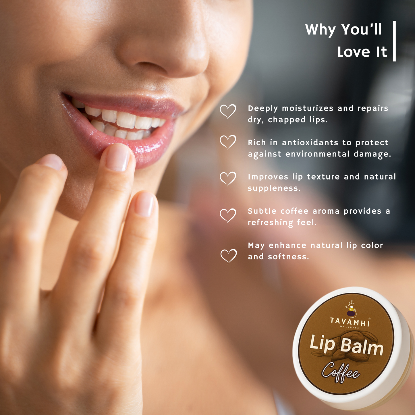 Coffee Lip Balm, For Smooth & Soft Lips 15gm - Blend of Natural Oils & Herbs , Preservative & Chemical Free