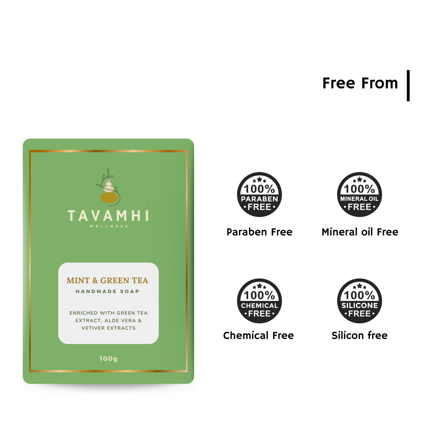 Handmade Luxury Soap, Mint & Green Tea , 100g