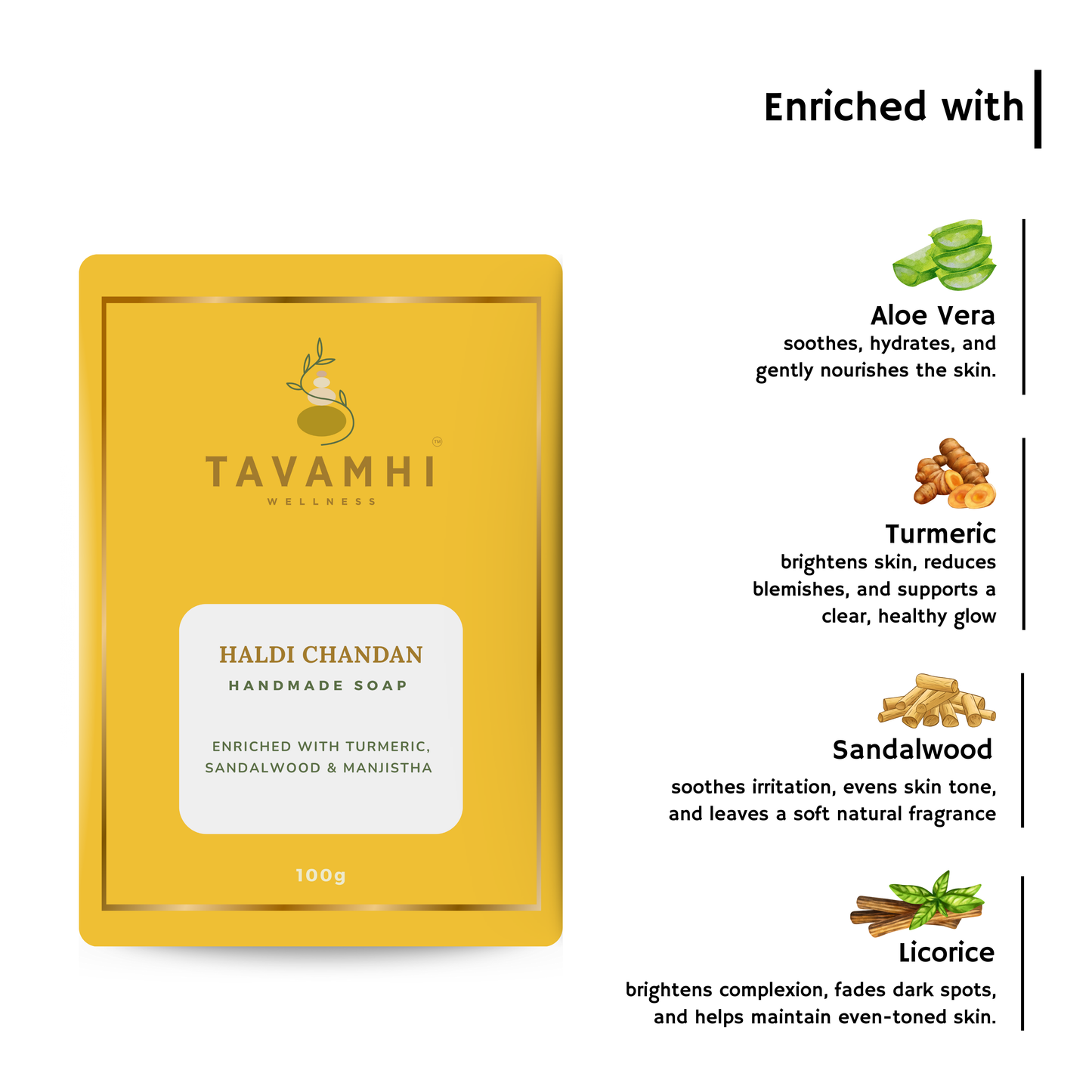 Handmade Luxury Soap- Haldi Chandan, 100g