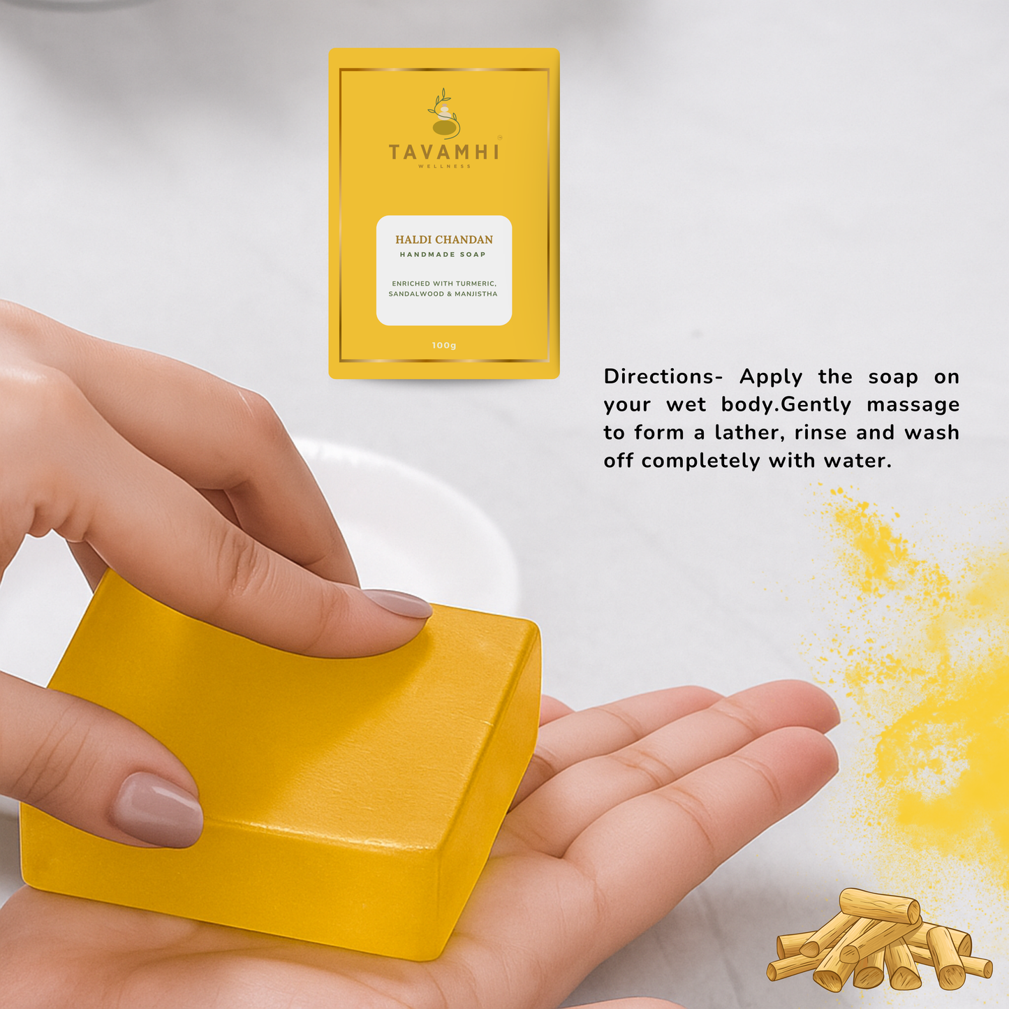 Handmade Luxury Soap- Haldi Chandan, 100g