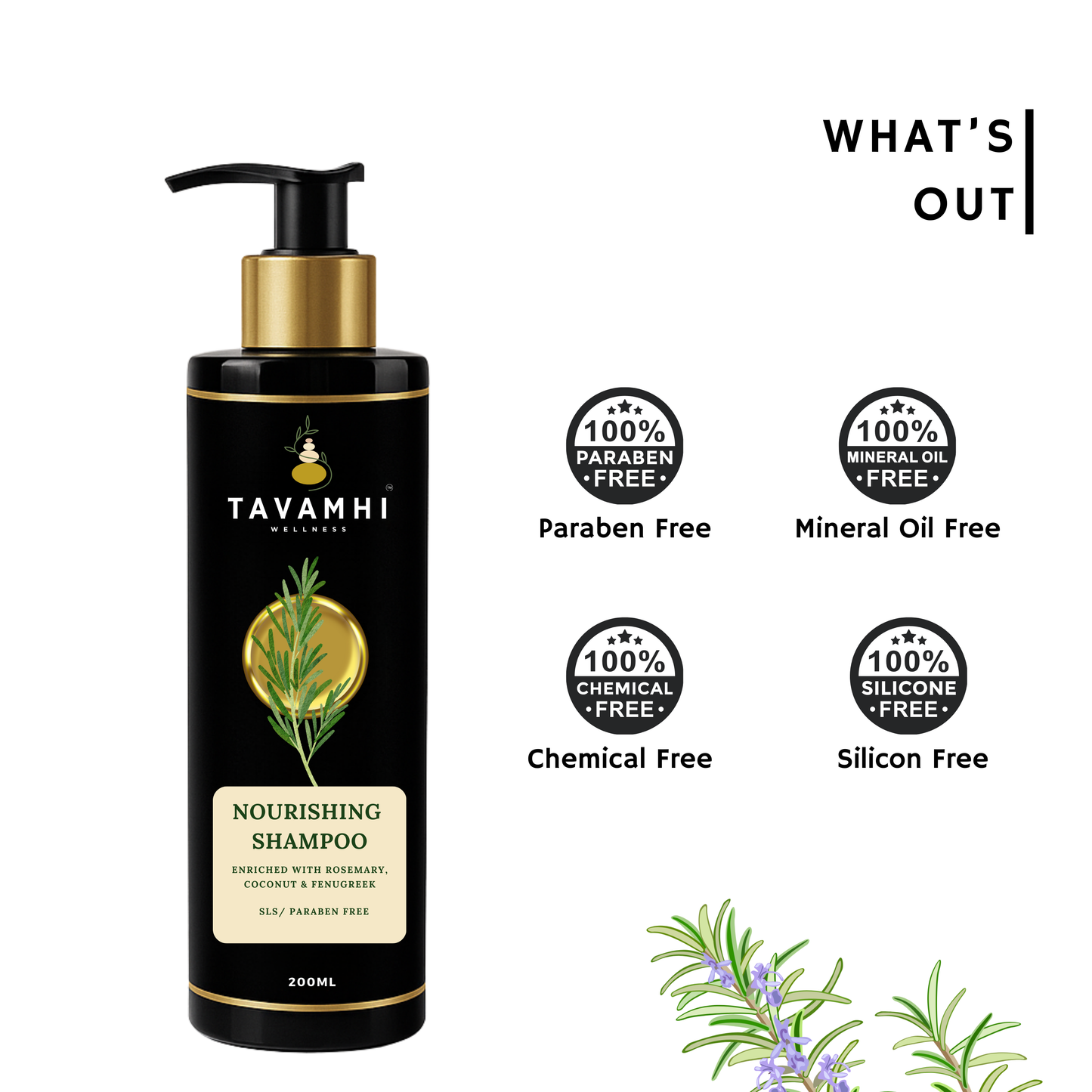 Nourishing Shampoo , Enriched with Coconut, Rosemary & Fenugreek, 200ml