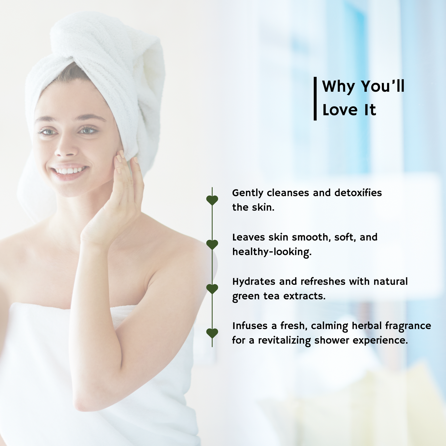 Refreshing Shower Gel, Enriched with Green Tea, Aloe Vera & Vetiver, 200ml