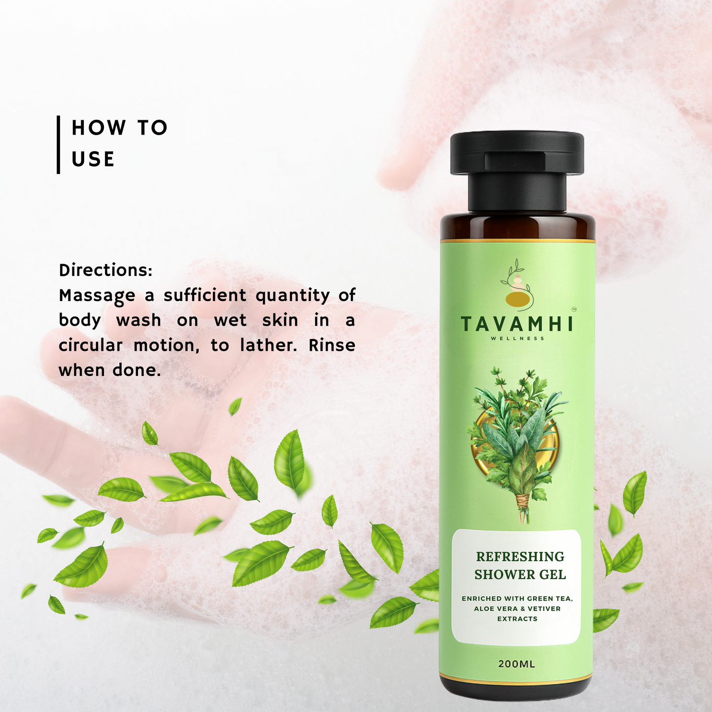 Refreshing Shower Gel, Enriched with Green Tea, Aloe Vera & Vetiver, 200ml