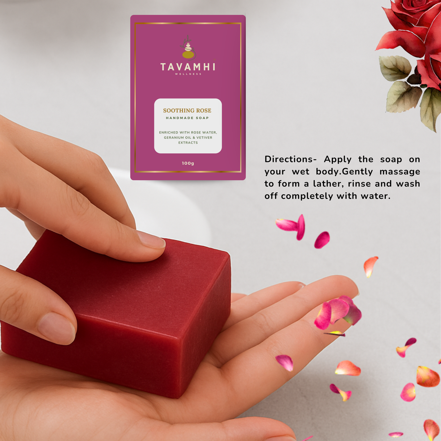 Handmade Luxury Soap Rose, 100g