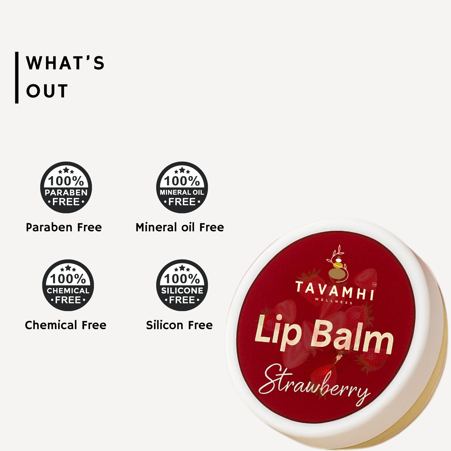 Strawberry Lip Balm, For Smooth & Soft Lips 15gm - Blend of Natural Oils & Herbs , Preservative & Chemical Free