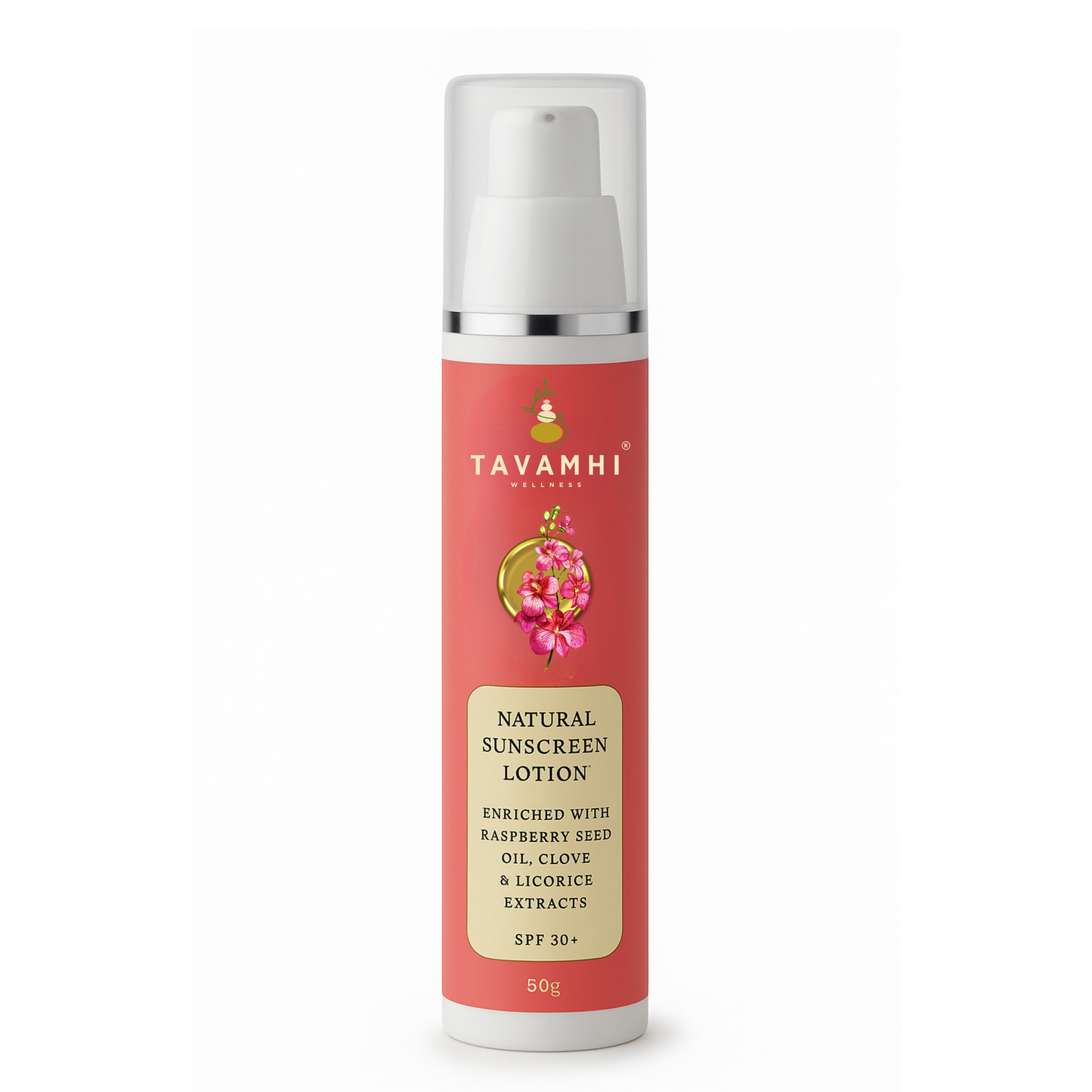 Natural Sunscreen Lotion, With Raspberry Seed Oil & Clove, SPF 30, 50g