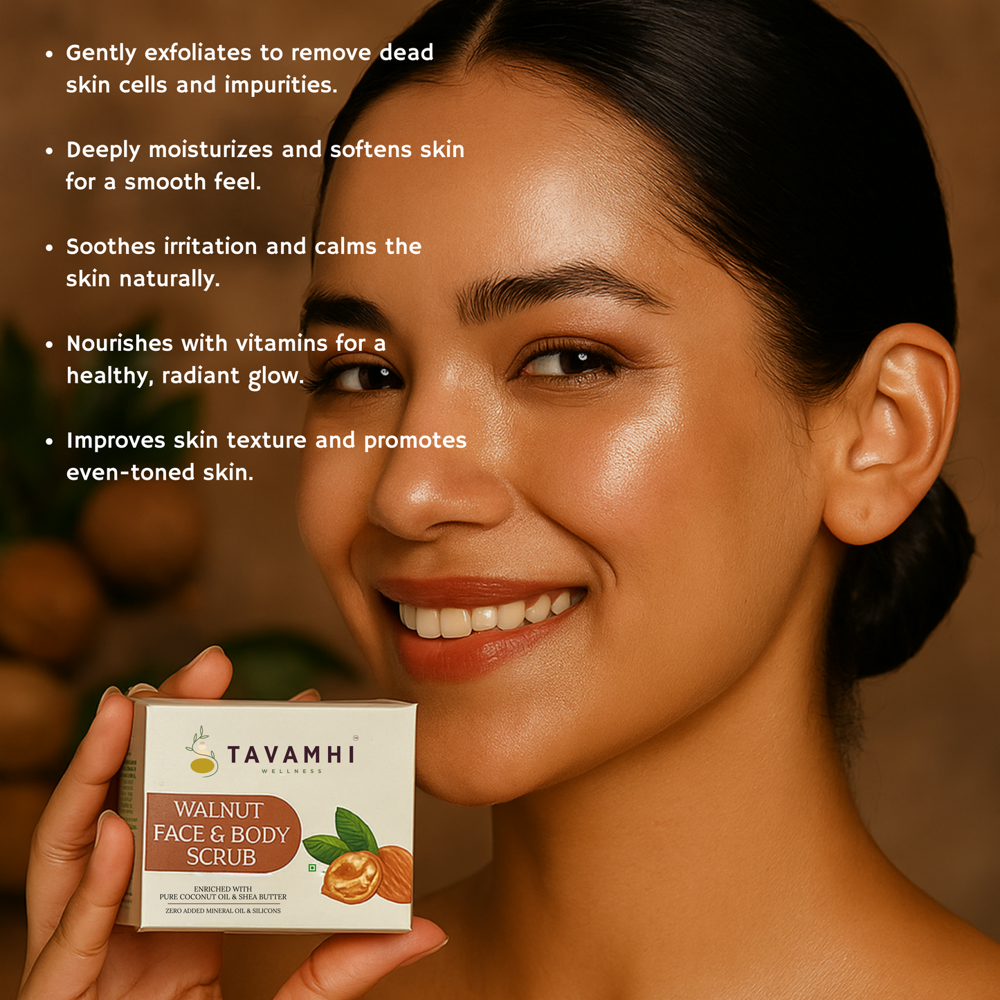 Walnut Scrub, For Face & Body , Enriched with Pure Coconut oil & Shea butter , 120g