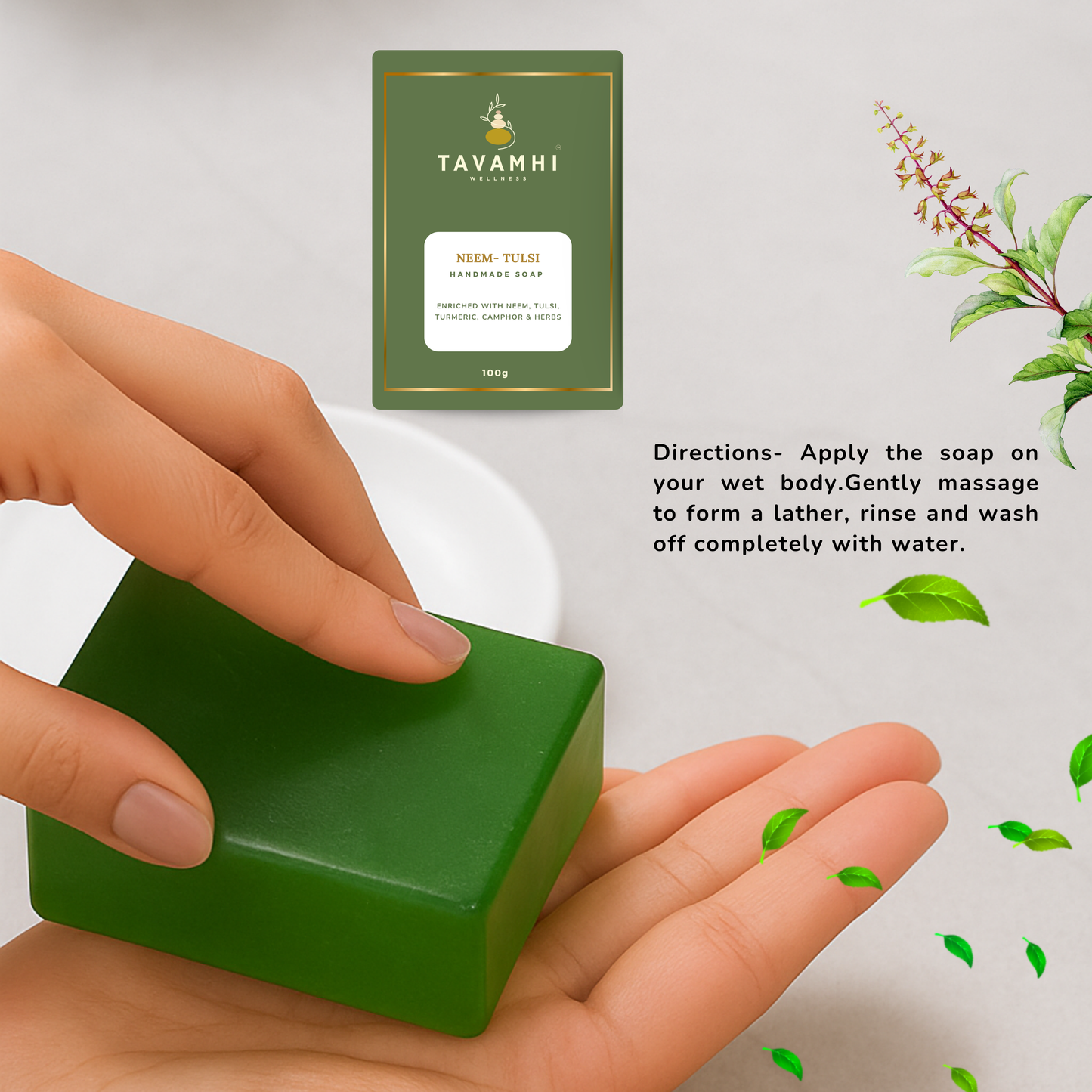 Handmade Ayurvedic Soap Neem- Tulsi, 100g