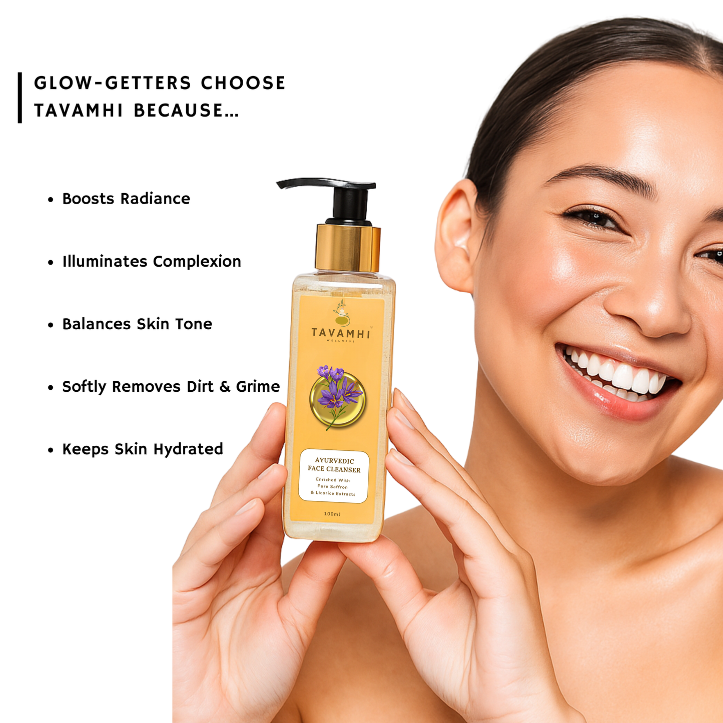 Ayurvedic Face Cleanser For Glowing & Nourished Skin | Enriched With Pure Saffron & Licorice Extract | 100ml
