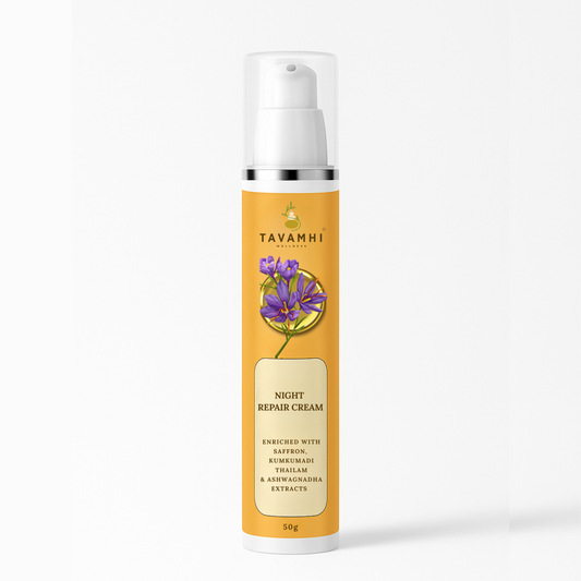 Night Repair Cream, Enriched with Saffron, Kumkumadi Thailam & Herbs, 50g
