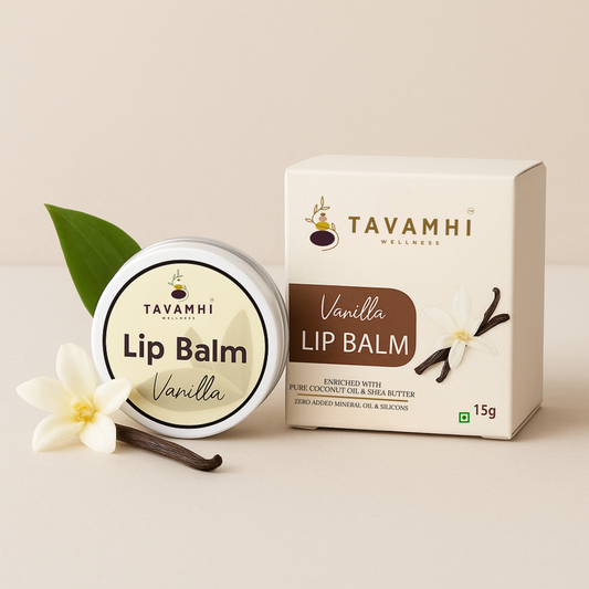 Vanilla Lip Balm, For Smooth & Soft Lips 15gm - Blend of Natural Oils & Herbs , Preservative & Chemical Free